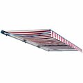 Aleko Motorized LED 16 x 10 ft. Half Cassette Retractable Awning, Red & White Stripes AWCL16X10RDWT05-UNB